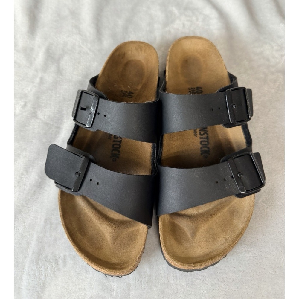 Birkenstock Arizona Sz 40 Womens 9 Mens 7 Black Leather - Picture 3 of 9